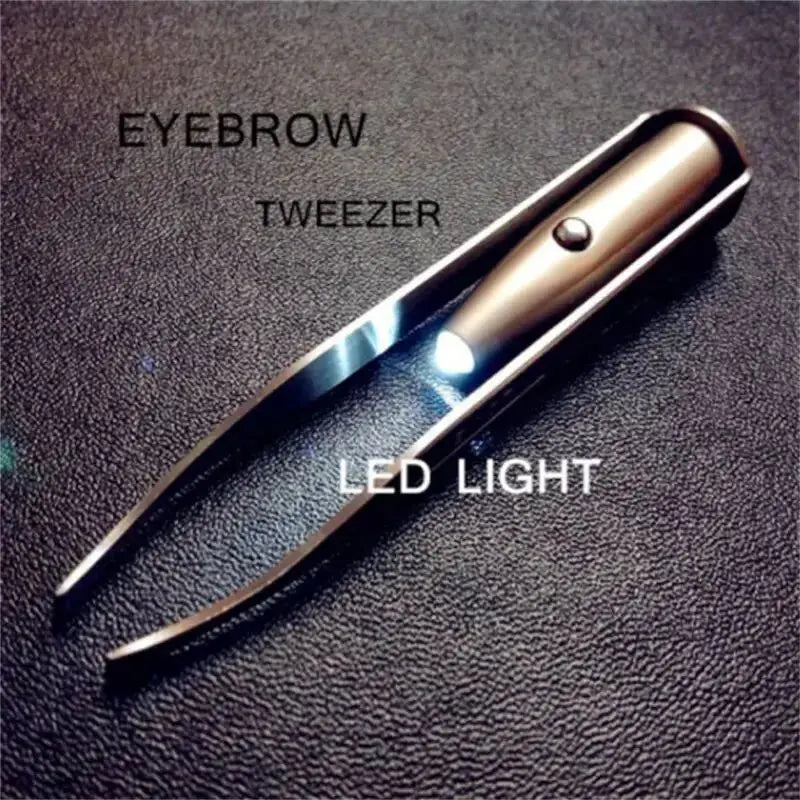 1pc Portable Stainless Steel Smart Design Eyebrow Hair Remove Tweezer With LED Light Makeup Tool - unique