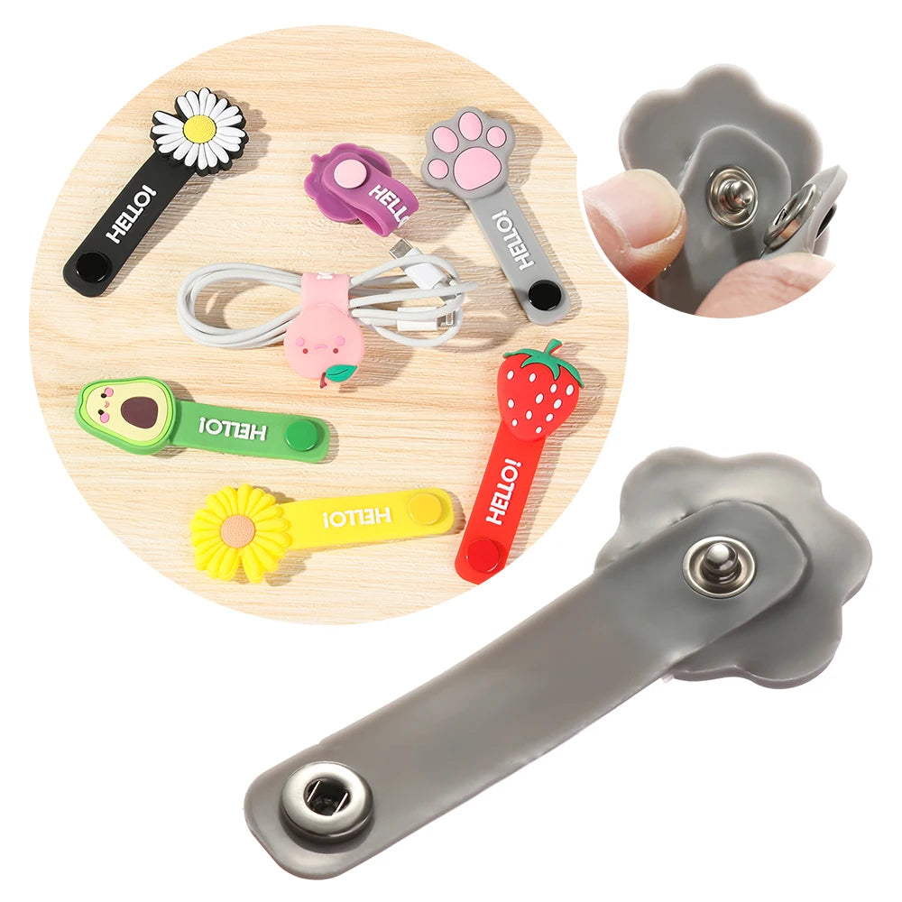 1PC Hot Headset Silicone Multifunction Data Line Storage Winder Cable Protector Cute Cartoon Cord Protector