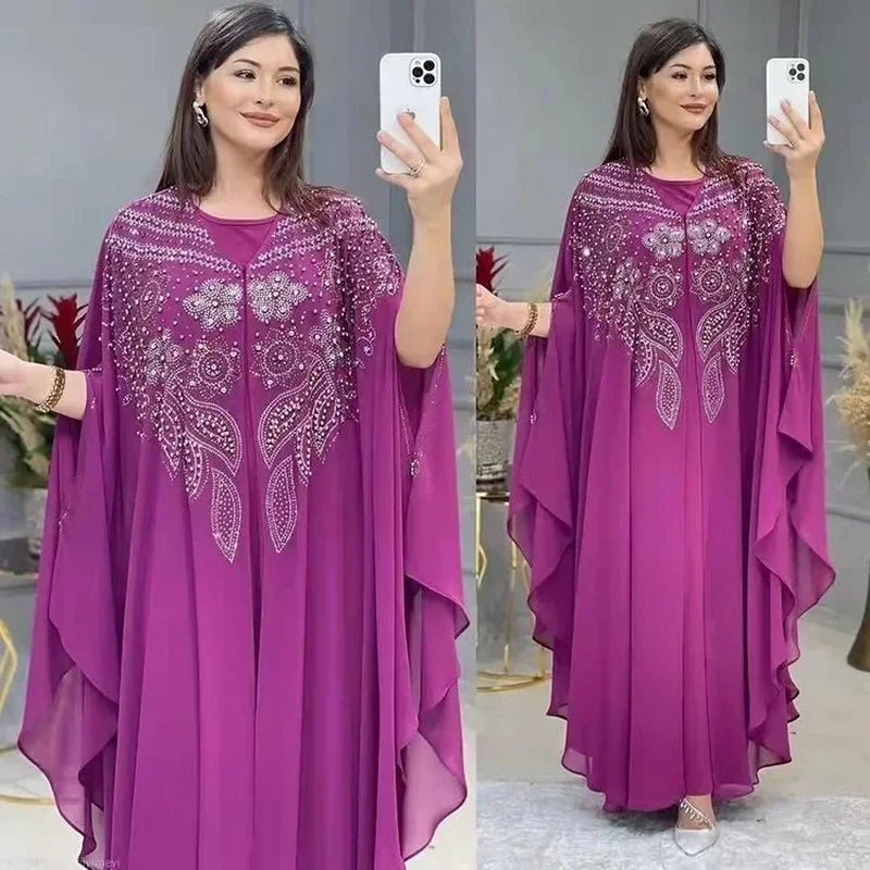 Abayas For Women Dubai Luxury Chiffon Boubou Muslim Fashion Dress Caftan Wedding Party Occasions Djellaba Femme