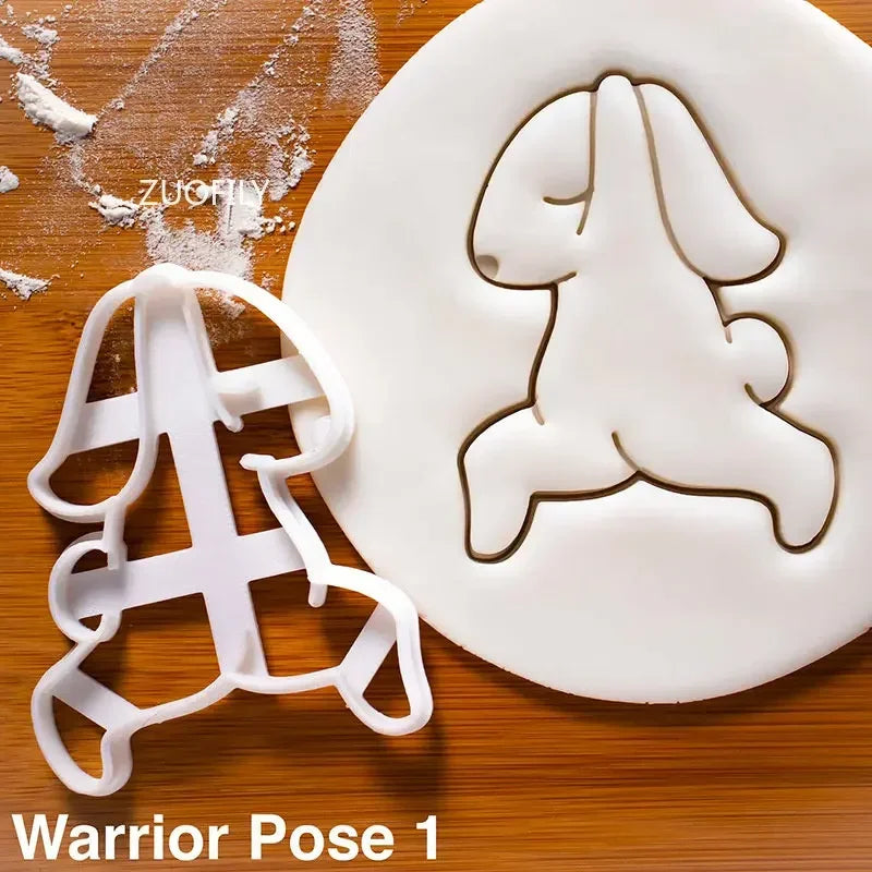 1/4pcs Cute Yoga Rabbit Easter Christmas Plastic Cookie Embossed Mold Fondant Cookie Cutter Bunny Biscuit Mold DIY Baking Tools