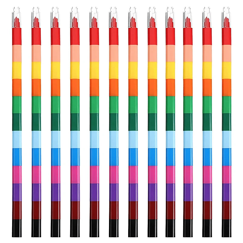 Stackable Crayons 12-Color Building Blocks Crayons Art DIY Drawing Graffiti Supplies Office School Stationery Students Gifts ZYF