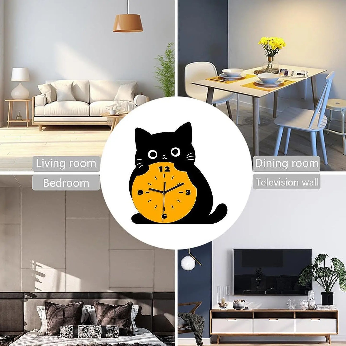 Cat Table Clock Stylish Decoration Silent Unique Gift Elegant Ornament Desk Clock for Office Bedroom Table Desk Study Room