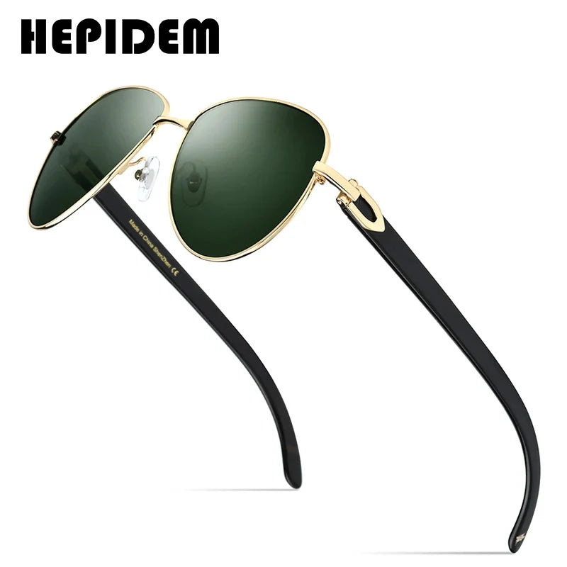 HEPIDEM High Quality Men Buffs Sunglasses Square Luxury Brand Design Diamond Sumptuous Sun Glasses Women Buffalo Horn Glasses