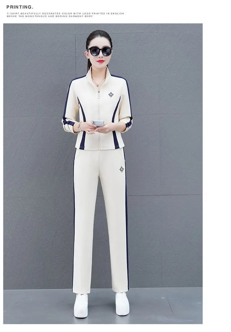 Women's Sportswear Suit Spring And Autumn Clothing New Fashion Leisure Tracksuit For Woman Crop Top Pants Two Pieces Sets