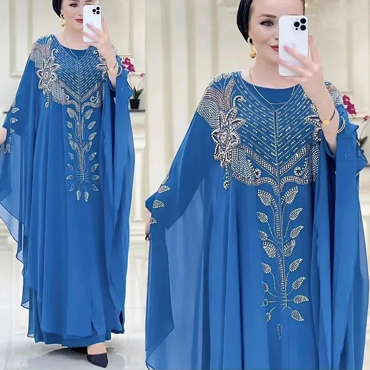 Abayas For Women Dubai Luxury Chiffon Boubou Muslim Fashion Dress Caftan Wedding Party Occasions Djellaba Femme