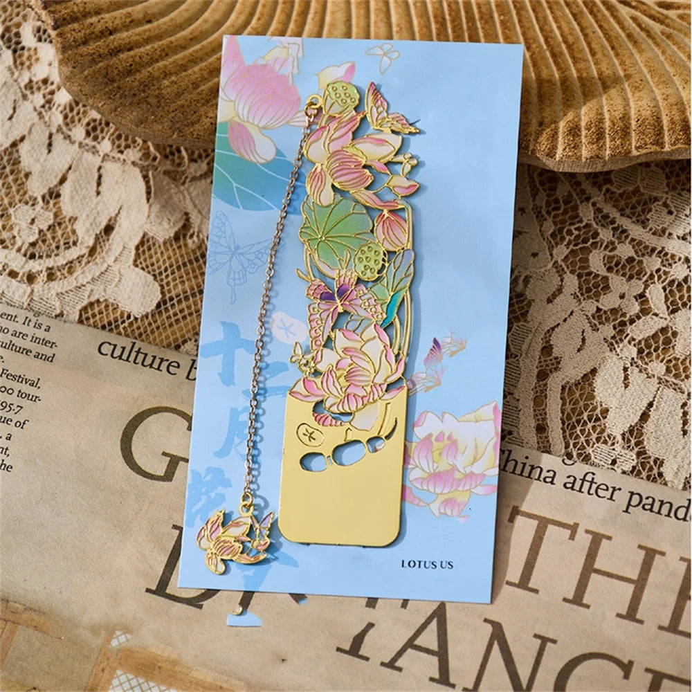 Retro Chinese Metal Hollow Bookmarks Creative Out Bookmark Book Clip Student Stationery School Office Supply New Year Gift