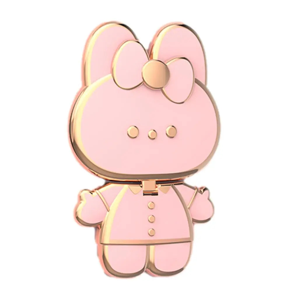 Universal Mobile Phone Holder Metal Cute Cat Phone Holder Cell Phone Stand 2 In 1 Finger Holder With Make Up Mirror