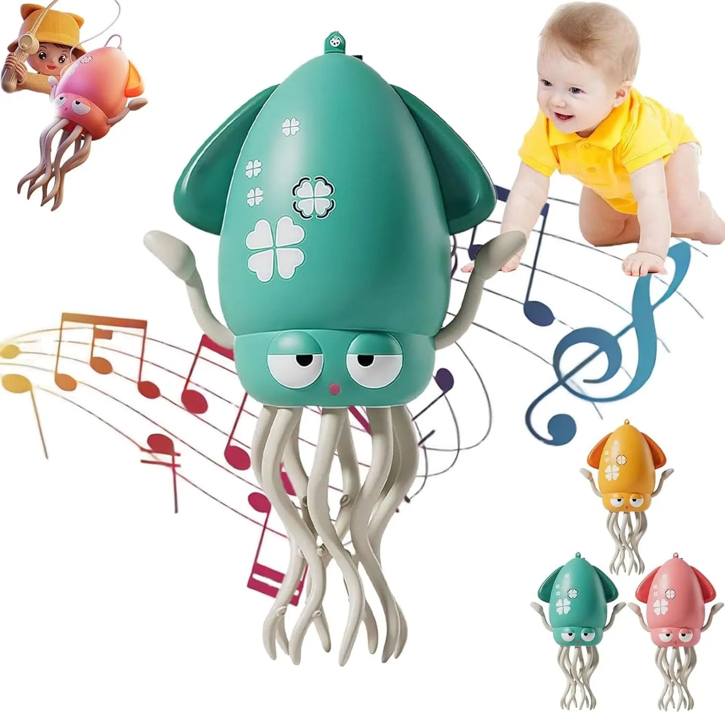 Electric Auto-Avoid Octopus with LED Lights Music Electric Crawling Octopus Toy Stress Relief Gift Octopus Interactive Robotics