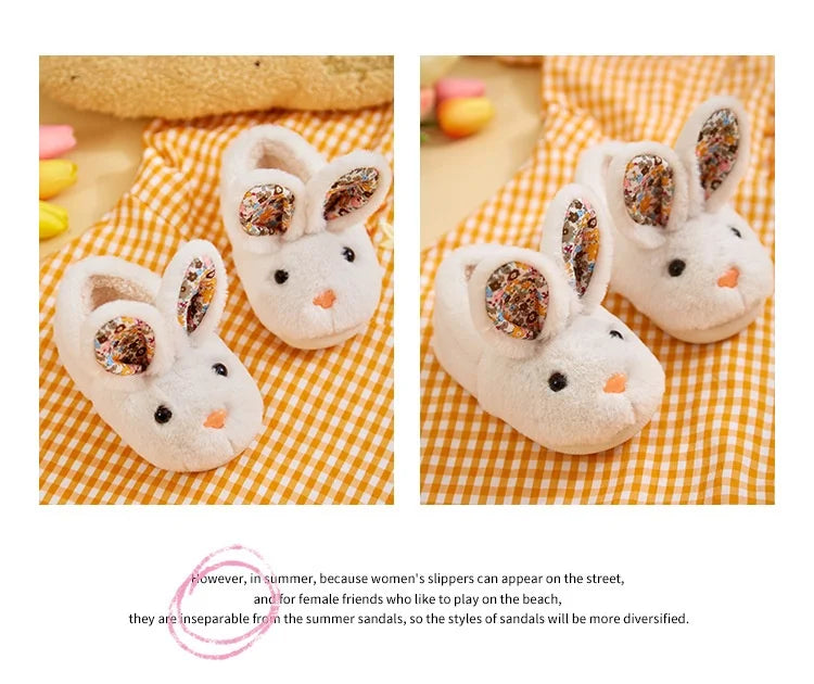 Kid Shoes Girl Fur Slippers Anti Slip Warm Slippers Fashionable Color Matching Cotton Slipper Autumn Winter Thick Bottom Slipper