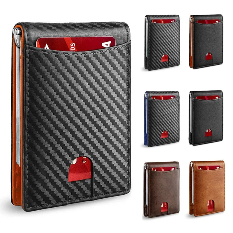 Slim Wallets for Men - Leather Money Clip Mens Wallet - RFID Blocking Front Pocket Bifold Wallet - Minimalist Credit Card Holder mon