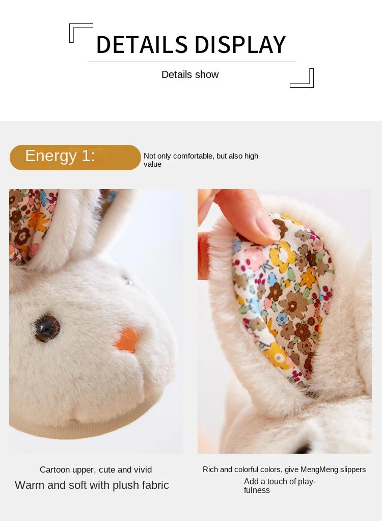 Kid Shoes Girl Fur Slippers Anti Slip Warm Slippers Fashionable Color Matching Cotton Slipper Autumn Winter Thick Bottom Slipper