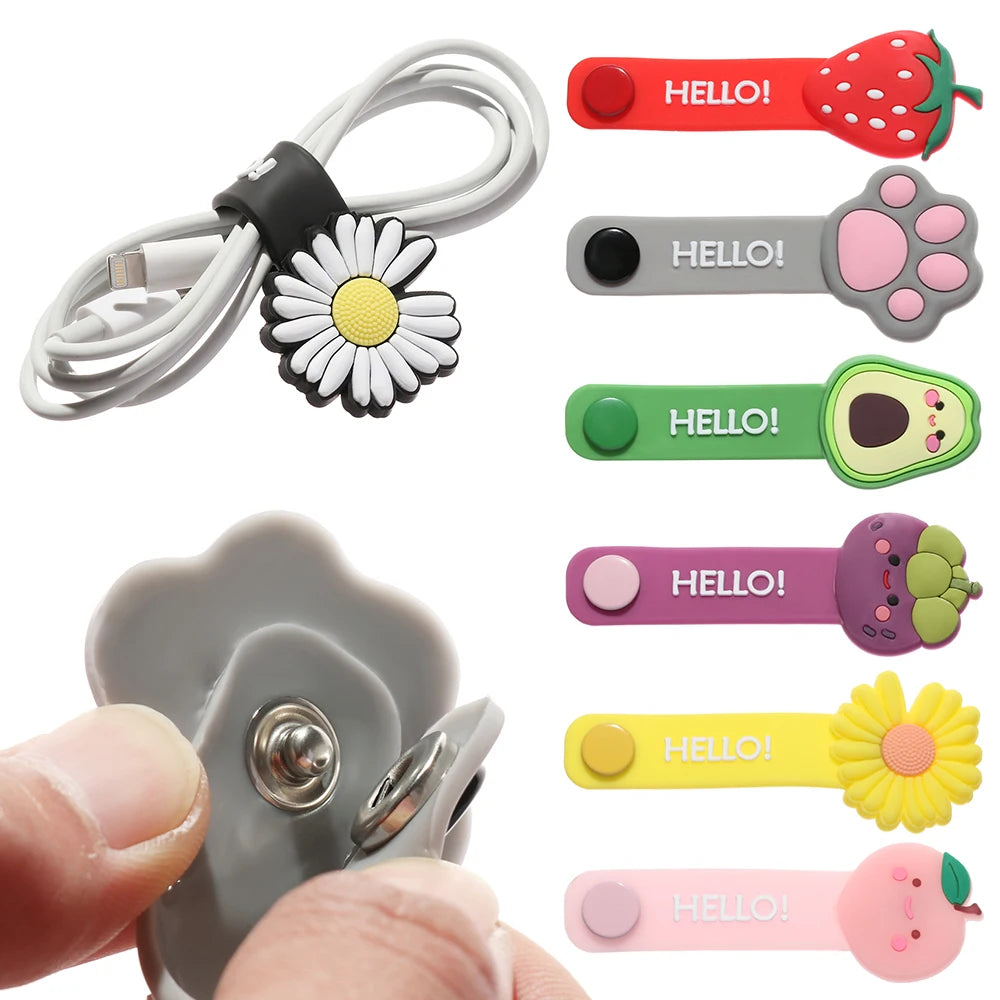 1PC Hot Headset Silicone Multifunction Data Line Storage Winder Cable Protector Cute Cartoon Cord Protector