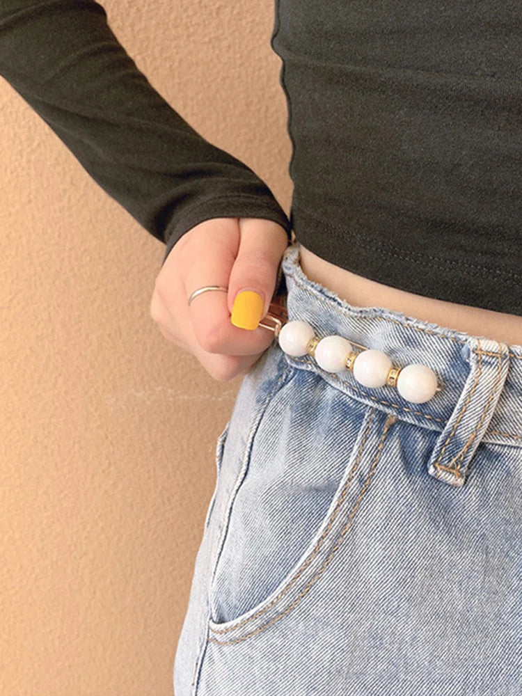 4PCS Waist Adjustment Uniform Clothing Extended Buckle And Waist Adjustment Buckle Pearl Broocated Fashion Decorative Accessorie clothes - unique