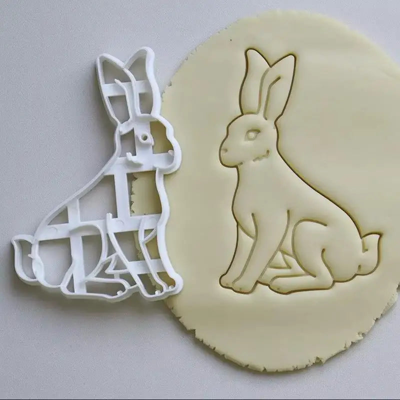 1/4pcs Cute Yoga Rabbit Easter Christmas Plastic Cookie Embossed Mold Fondant Cookie Cutter Bunny Biscuit Mold DIY Baking Tools