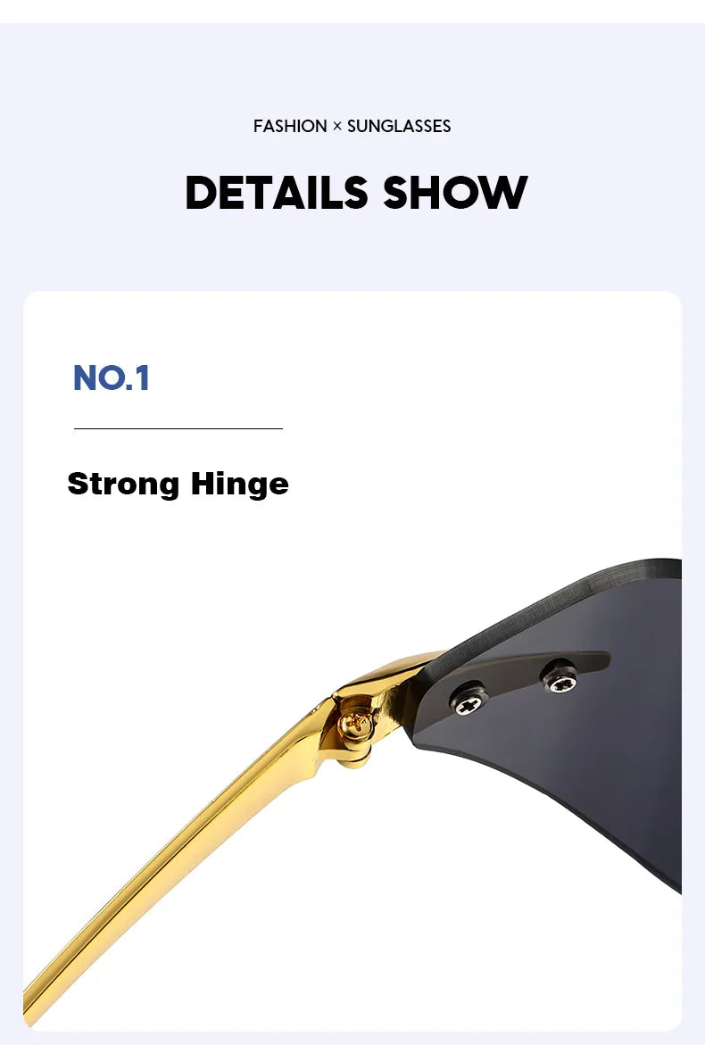 Rimless Men Sunglasses Luxury Brand Curved Lens Summer Traveling Sun Glasses for Women men Frameless Rectangle Shades mon