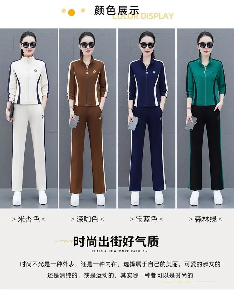 Women's Sportswear Suit Spring And Autumn Clothing New Fashion Leisure Tracksuit For Woman Crop Top Pants Two Pieces Sets