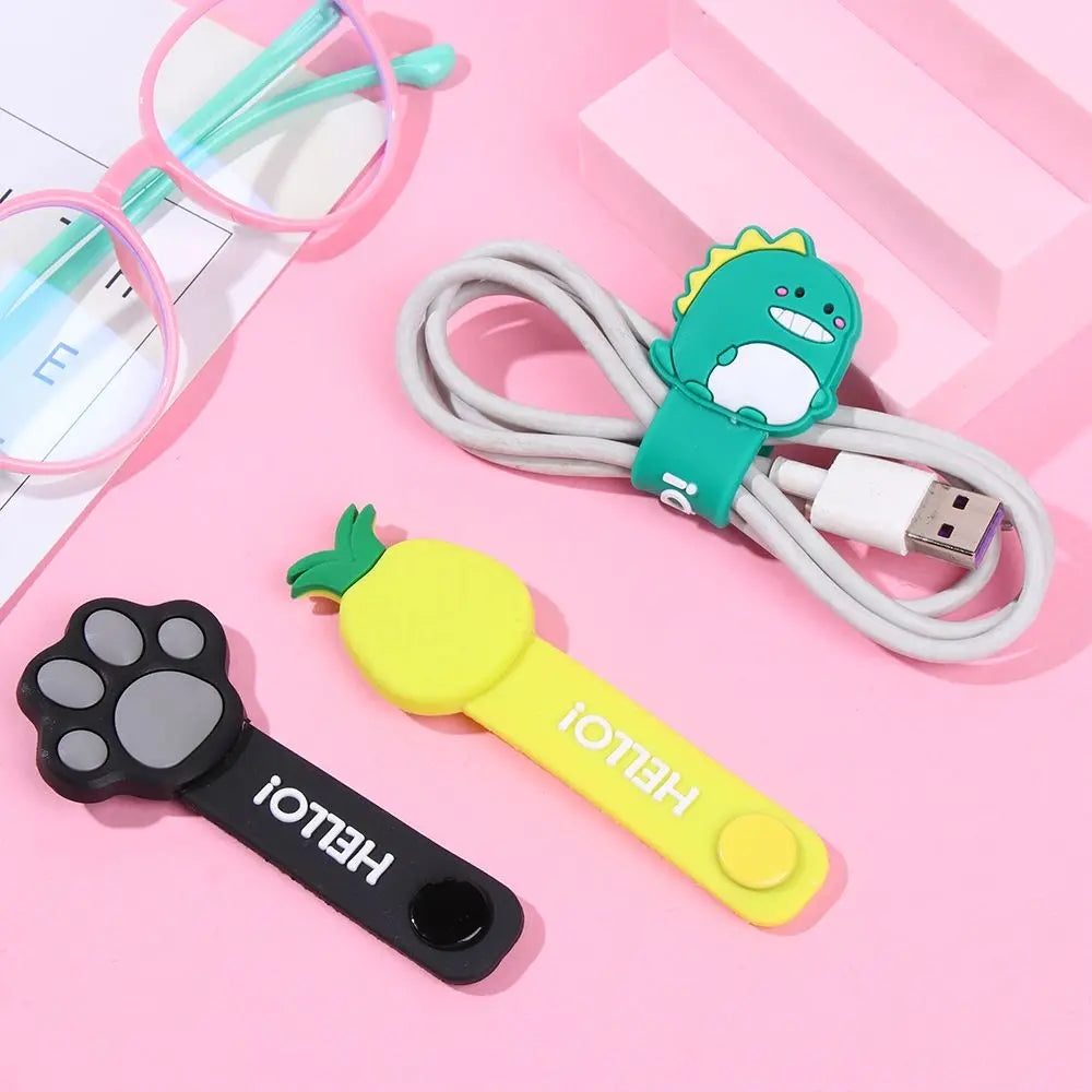 1PC Hot Headset Silicone Multifunction Data Line Storage Winder Cable Protector Cute Cartoon Cord Protector