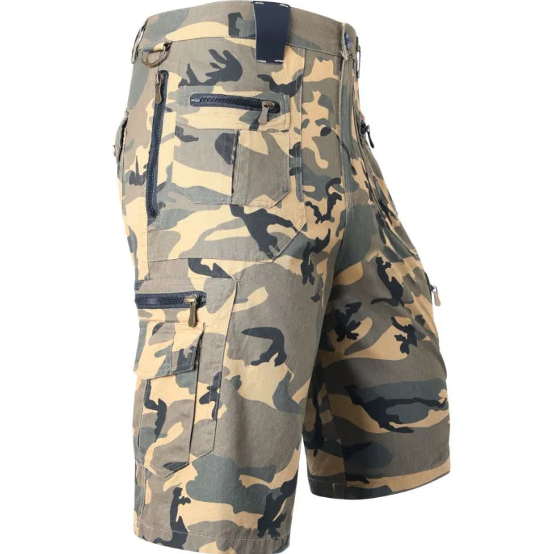5XL Men Work Cargo Shorts Summer Pure Cotton Loose Straight Multi-pockets Casual Knee Length Hiking Sports Shorts Male Plus Size