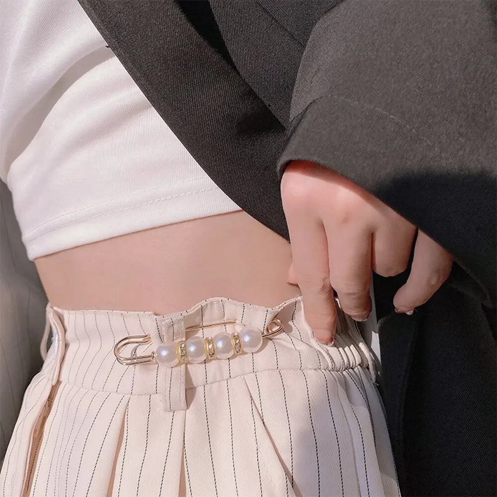 4PCS Waist Adjustment Uniform Clothing Extended Buckle And Waist Adjustment Buckle Pearl Broocated Fashion Decorative Accessorie clothes - unique