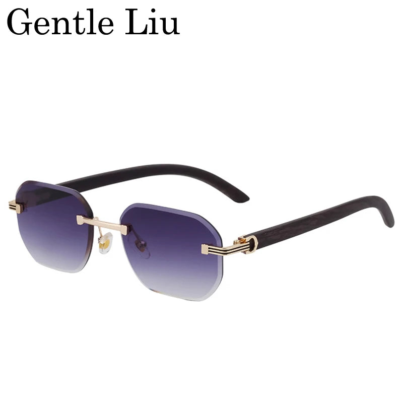 Vintage Square Rimless Sunglasses Men Luxury Brand Trendy Frameless Punk UV400 Eyewear Anti Blue Light Prescription Glasses