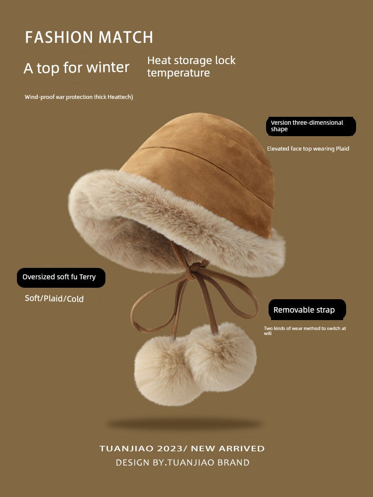 Furry Women's Winter Fleece-lined Thickened Northeast Fisherman Hat