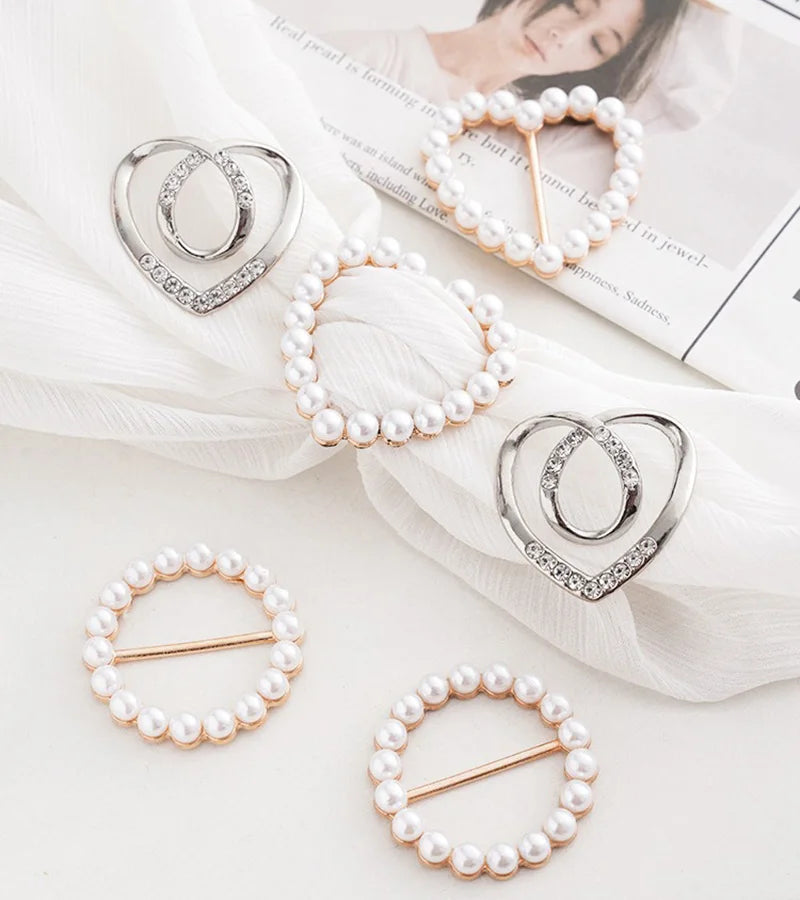 Women Geometric Brooch Clothes Corner Knot Button Ring Shirt Hem T-shirt Scarf Buckle Clothes Decoration Accessories