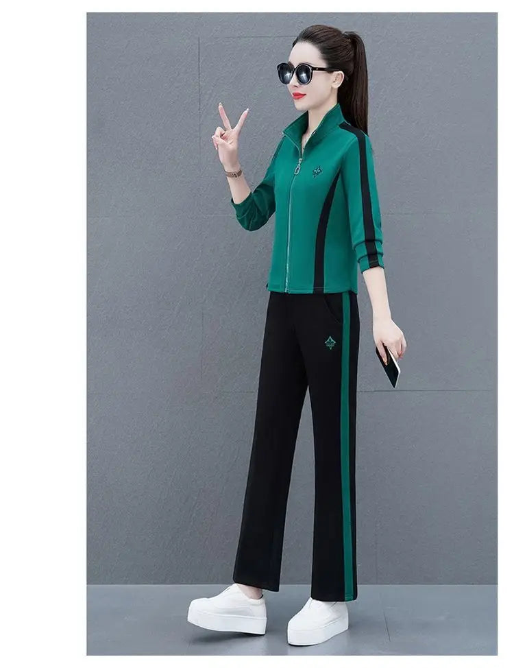 Women's Sportswear Suit Spring And Autumn Clothing New Fashion Leisure Tracksuit For Woman Crop Top Pants Two Pieces Sets