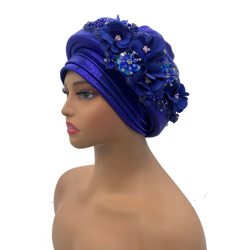 Exquisite Bouquet African Women's Turban Cap Ready to Wear Nigeria Auto Gele Headtie Female Fashion Head Wraps Turbante Mujer