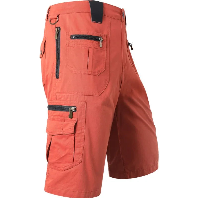 5XL Men Work Cargo Shorts Summer Pure Cotton Loose Straight Multi-pockets Casual Knee Length Hiking Sports Shorts Male Plus Size