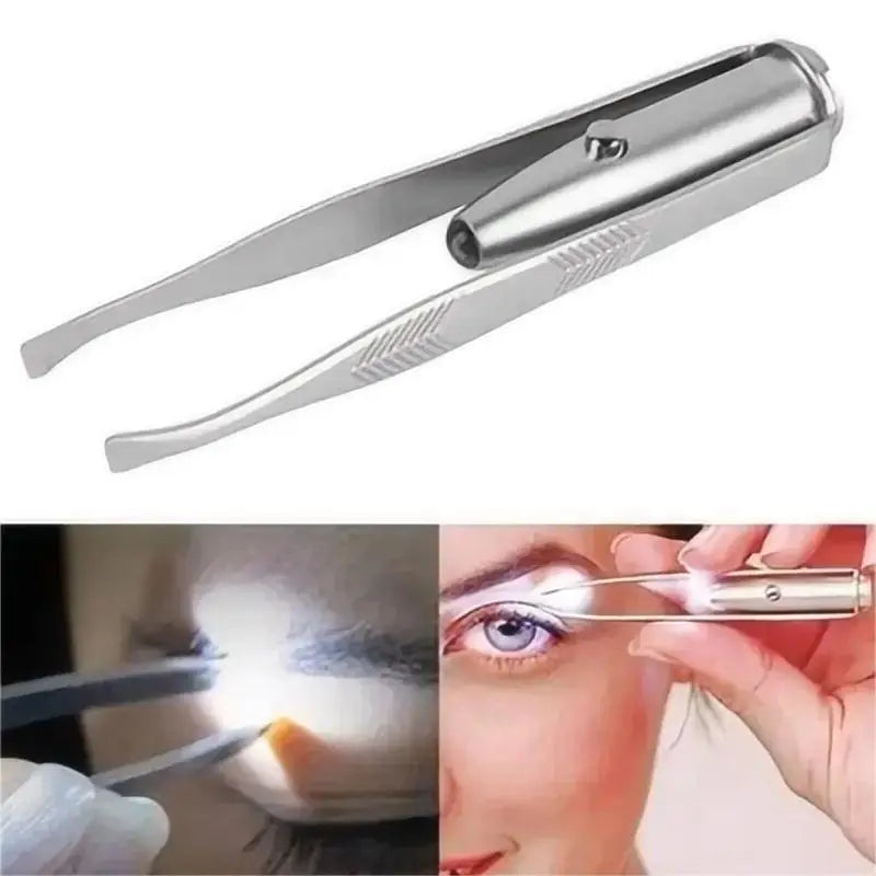 1pc Portable Stainless Steel Smart Design Eyebrow Hair Remove Tweezer With LED Light Makeup Tool - unique