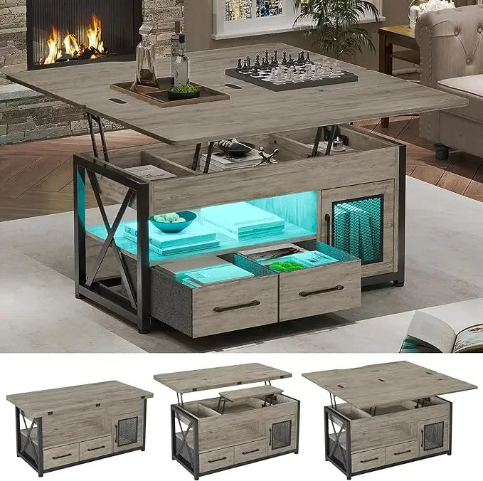 40" Lift Top Coffee Table, 4 in 1 Coffee Tables with Storage Cabinet for Living Room, Small Farmhouse Coffee Table