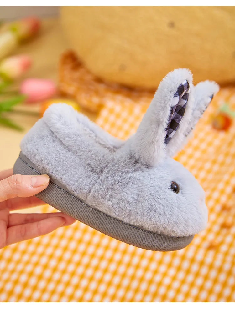 Kid Shoes Girl Fur Slippers Anti Slip Warm Slippers Fashionable Color Matching Cotton Slipper Autumn Winter Thick Bottom Slipper
