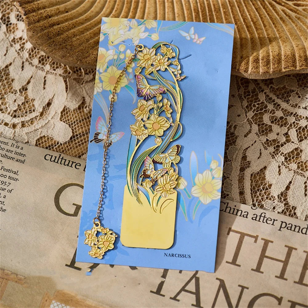 Retro Chinese Metal Hollow Bookmarks Creative Out Bookmark Book Clip Student Stationery School Office Supply New Year Gift