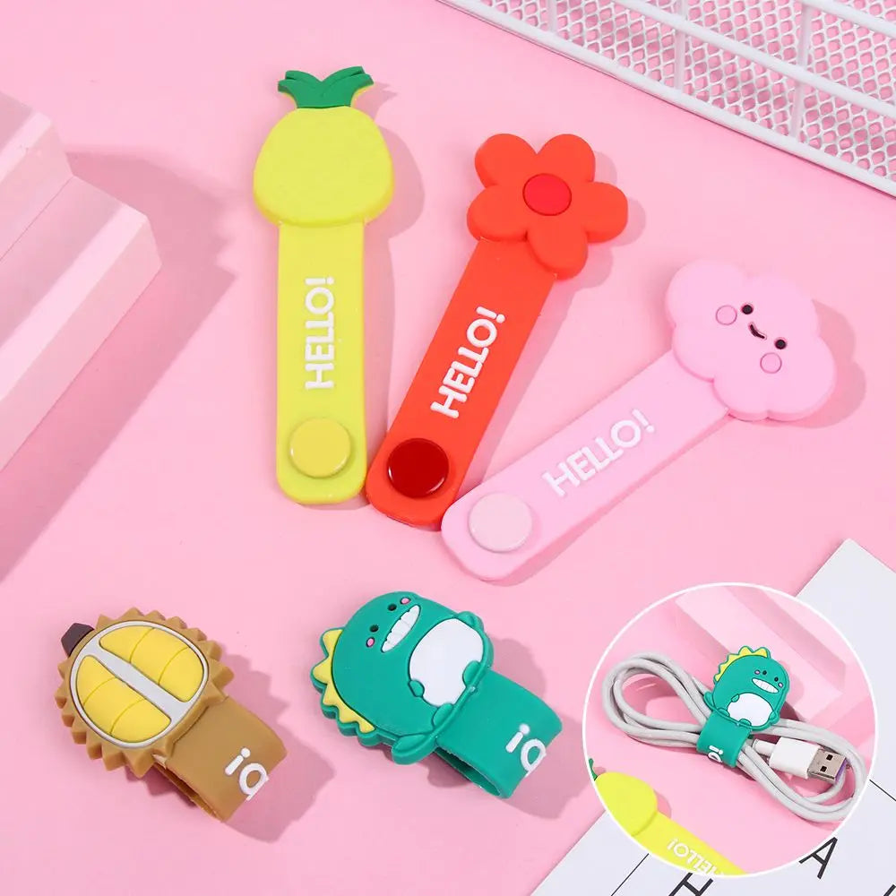1PC Hot Headset Silicone Multifunction Data Line Storage Winder Cable Protector Cute Cartoon Cord Protector
