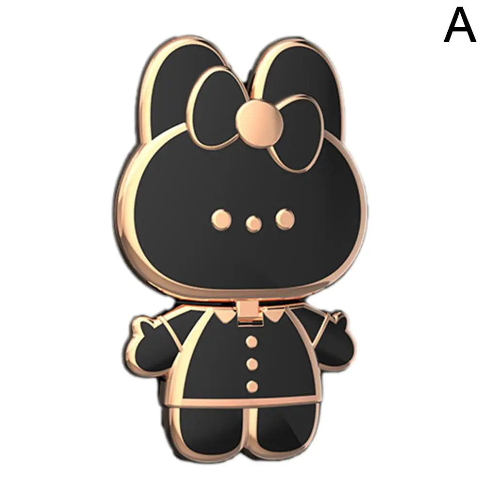 Universal Mobile Phone Holder Metal Cute Cat Phone Holder Cell Phone Stand 2 In 1 Finger Holder With Make Up Mirror