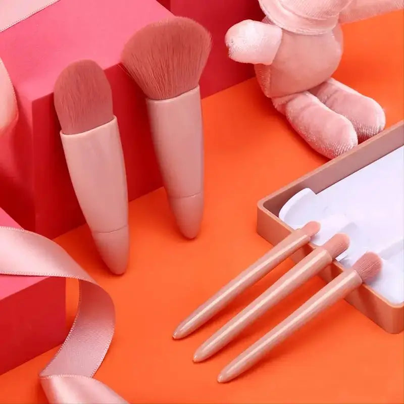 5pcs Travel Size Makeup Brushes tool Set Mini Makeup Brushes, Small Complete Function Cosmetic Brushes Kit With Case And Mirror Perfe