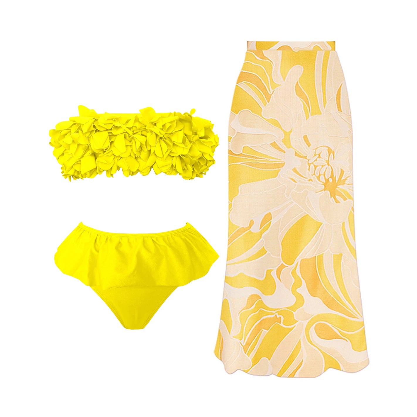 Red Flower Swimsuit With Cover Up Luxury Woman Swimwear Off Shoulder Swim Suits Female Sliming Bodysuit Chic Beachwear