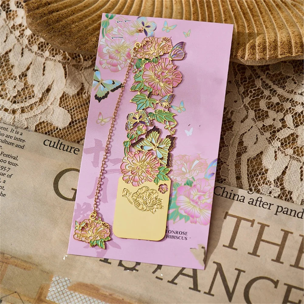 Retro Chinese Metal Hollow Bookmarks Creative Out Bookmark Book Clip Student Stationery School Office Supply New Year Gift