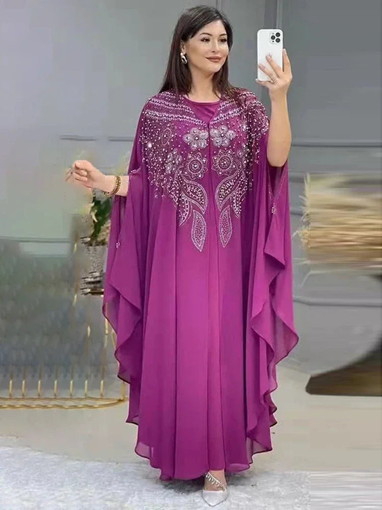 Abayas For Women Dubai Luxury Chiffon Boubou Muslim Fashion Dress Caftan Wedding Party Occasions Djellaba Femme