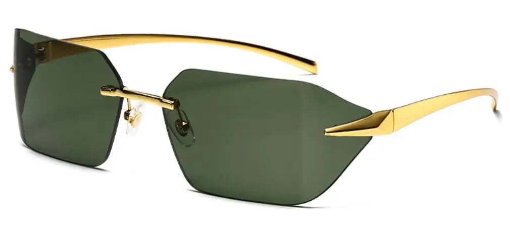 Rimless Men Sunglasses Luxury Brand Curved Lens Summer Traveling Sun Glasses for Women men Frameless Rectangle Shades mon