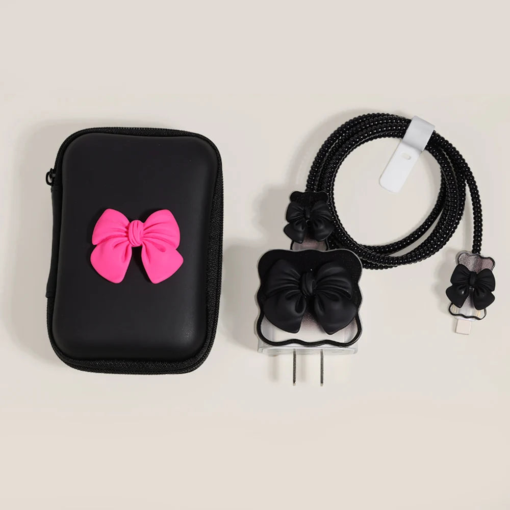 Cute Ins Cable Protector For iPhone iPad 18W/20W Charger Protective Case With Storage Bag Cable Management Wire Cord Unique Organizer