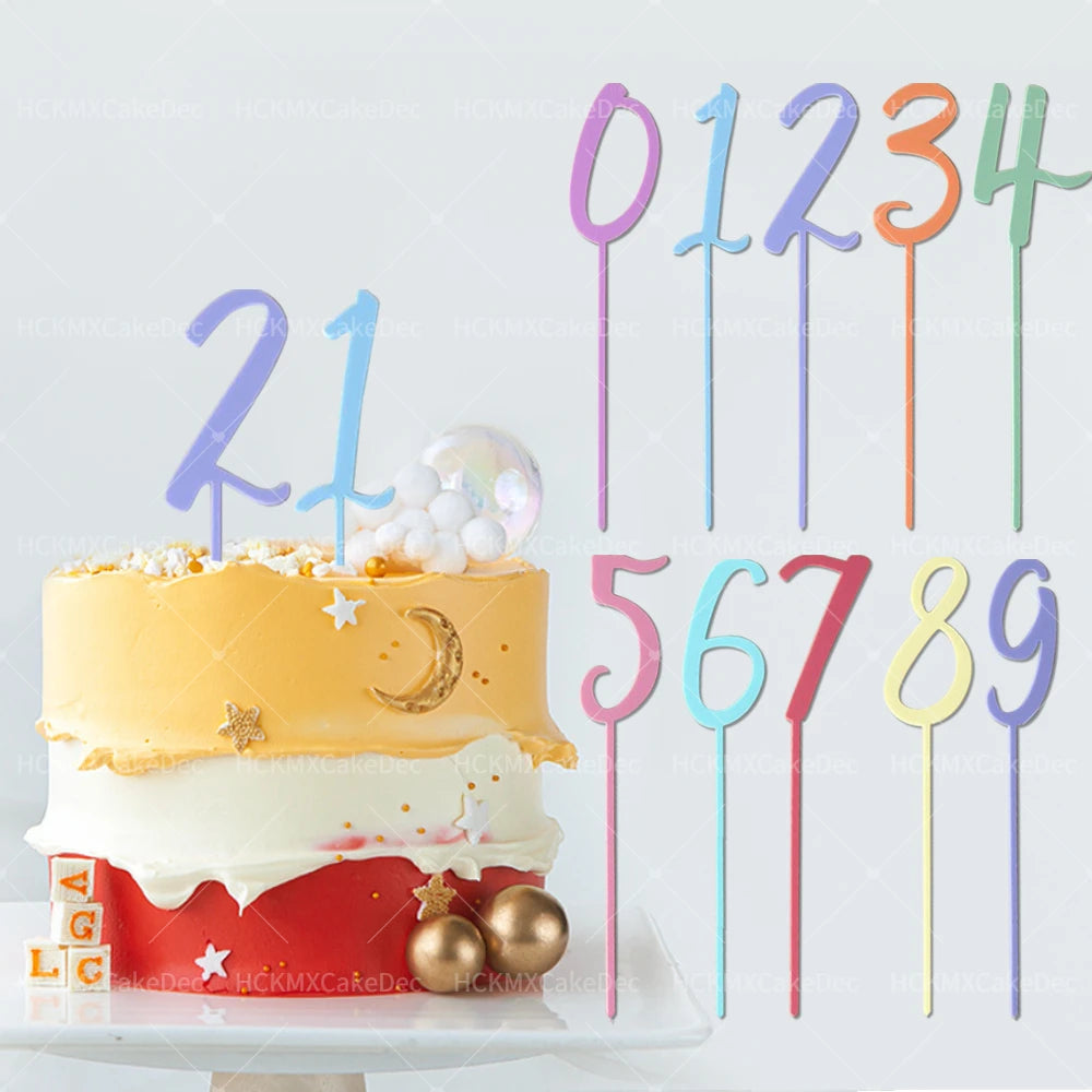 1pc Acrylic Creative Number 0-9 Cake Topper Plugin for Birthday Anniversary Party Cake Dessert Baking DIY Decoration