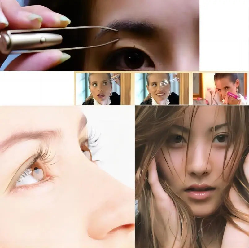 1pc Portable Stainless Steel Smart Design Eyebrow Hair Remove Tweezer With LED Light Makeup Tool - unique