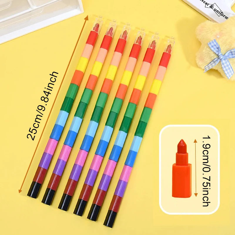 Stackable Crayons 12-Color Building Blocks Crayons Art DIY Drawing Graffiti Supplies Office School Stationery Students Gifts ZYF