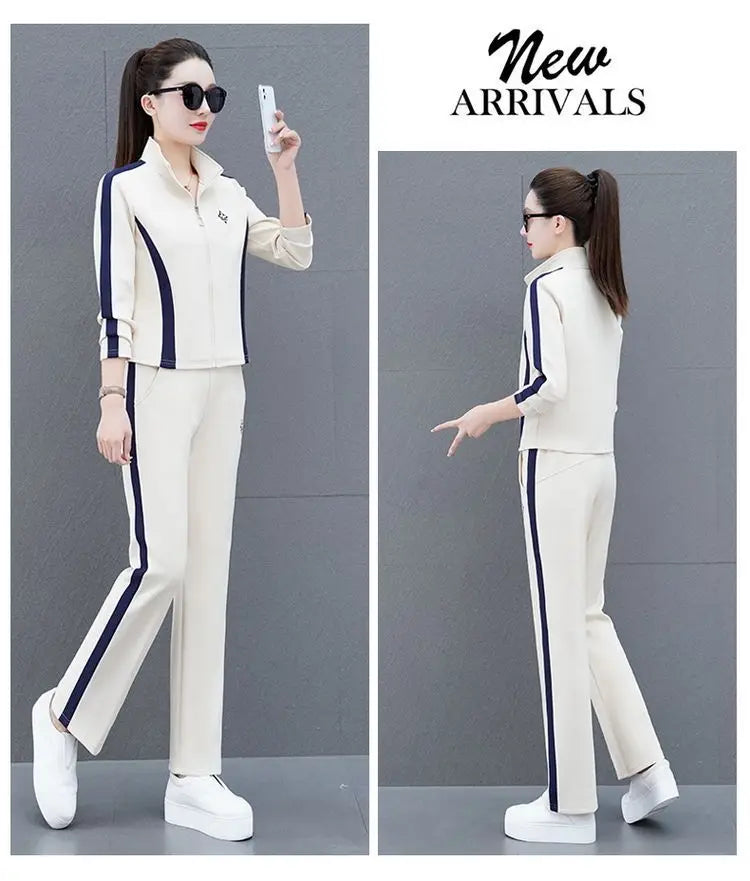 Women's Sportswear Suit Spring And Autumn Clothing New Fashion Leisure Tracksuit For Woman Crop Top Pants Two Pieces Sets
