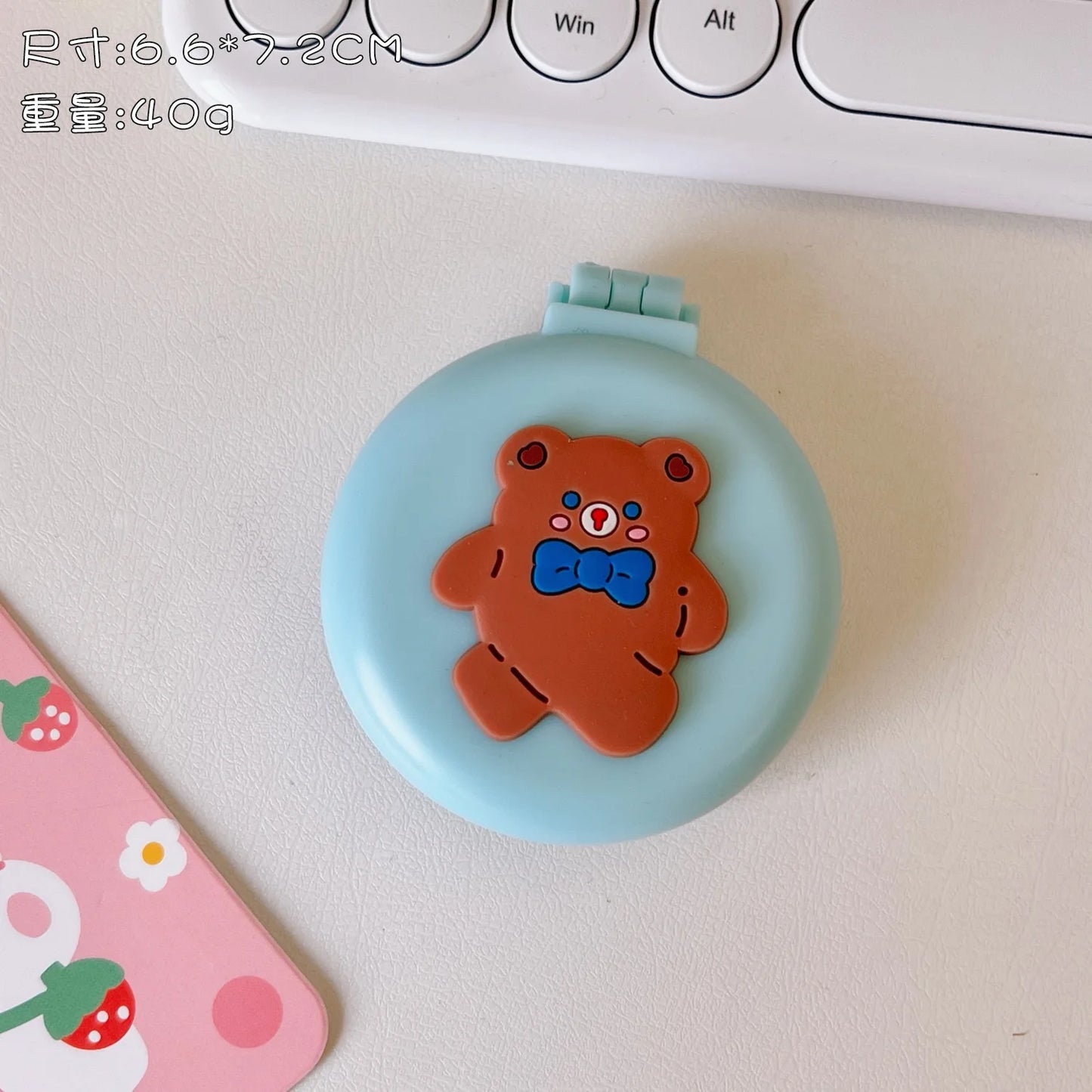 Mini Cute Foldable Head Massager Cartoon Air Bag Hair Comb Air Cushion Comb with Makeup Mirror Portable Hair Styling Comb Tools