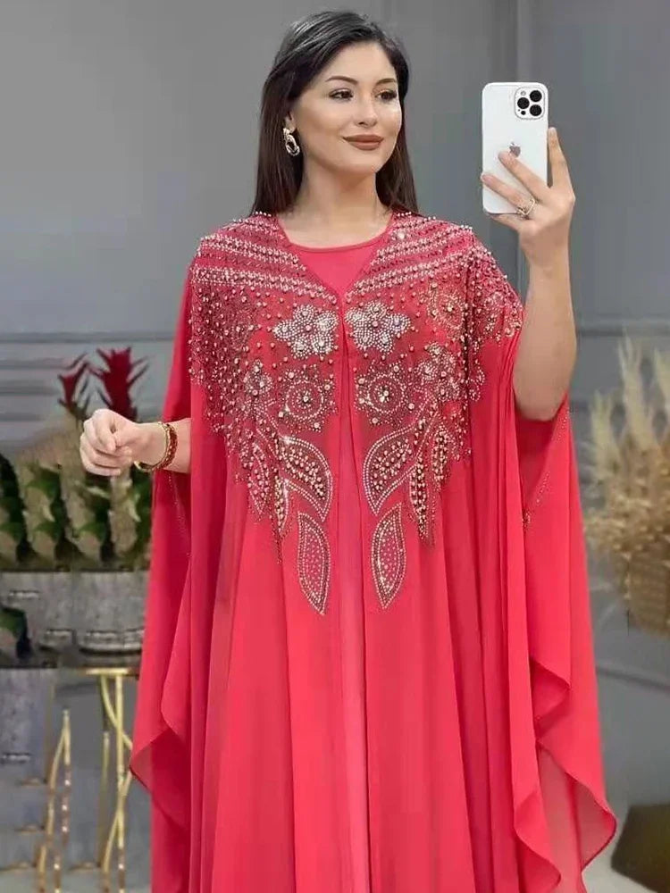 Abayas For Women Dubai Luxury Chiffon Boubou Muslim Fashion Dress Caftan Wedding Party Occasions Djellaba Femme