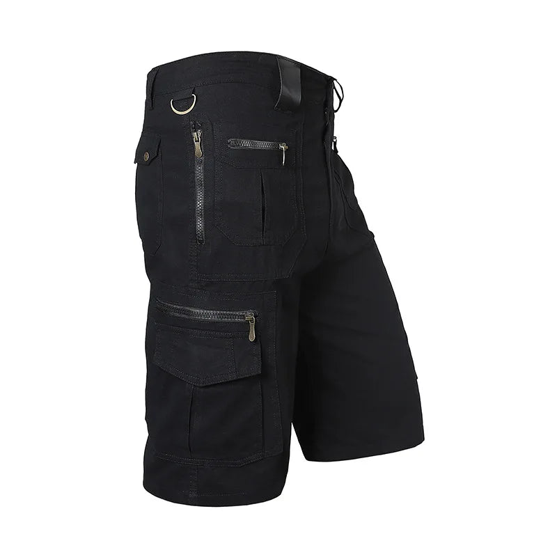 5XL Men Work Cargo Shorts Summer Pure Cotton Loose Straight Multi-pockets Casual Knee Length Hiking Sports Shorts Male Plus Size