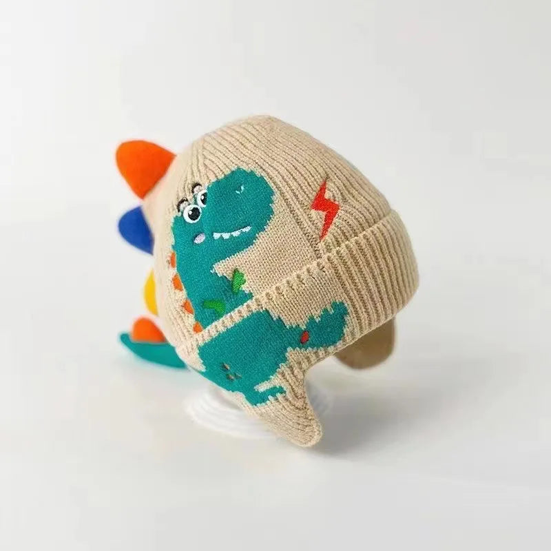 Hot Kid Winter Children Warm Hats Embroidered Cute Cartoon Dinosaur Warm Hats Boys Girls Windproof Thickened Ear Protection Hats