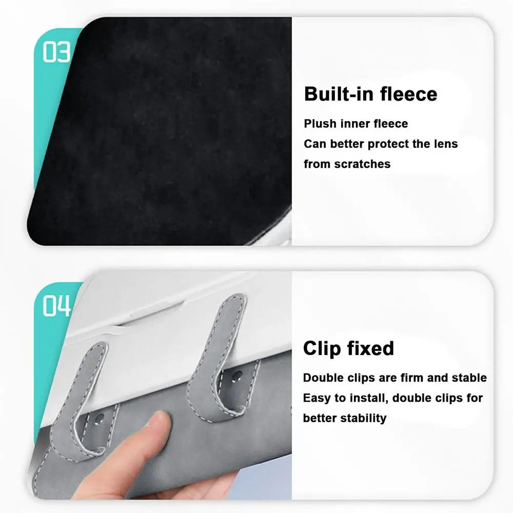 Car Sunglasses Box Magnetic Glasses Storage Holder Car Sun Visor Organizer Leather Sunshade Storage Bag Car Accessories
